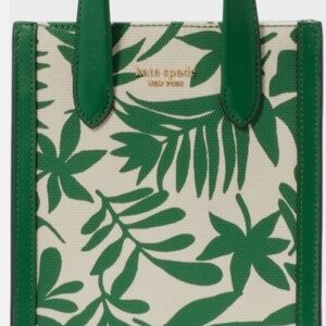 NWT Kate Spade Mini Manhattan Foliage Print North South Canvas Tote/Crossbody